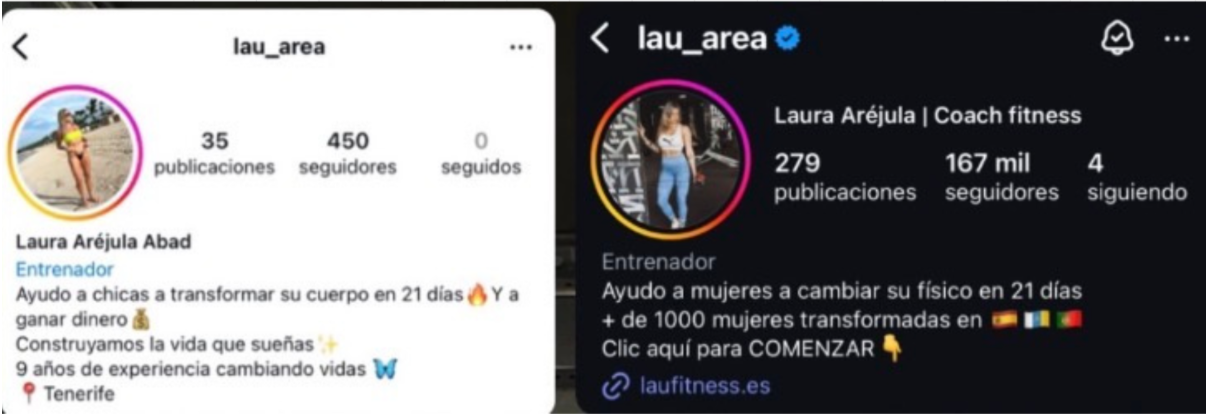 Transformación de 450 a 167K seguidores - Laura Aréjula